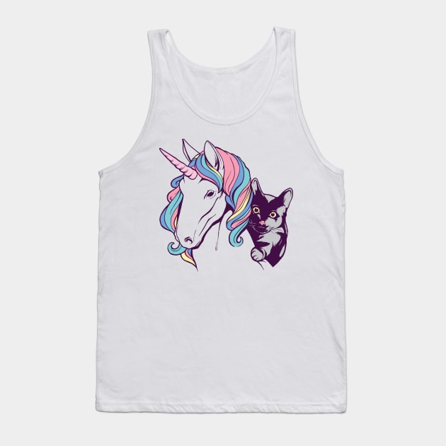 UNICORN AND CAT lovely and cute cartoon design gift Tank Top by Midoart